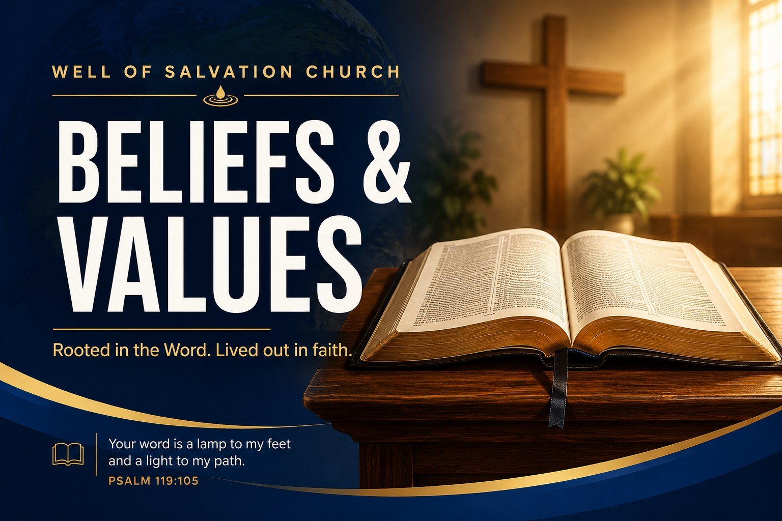 Well of Salvation Church Beliefs and Values — Rooted in the Word. Lived out in faith.
